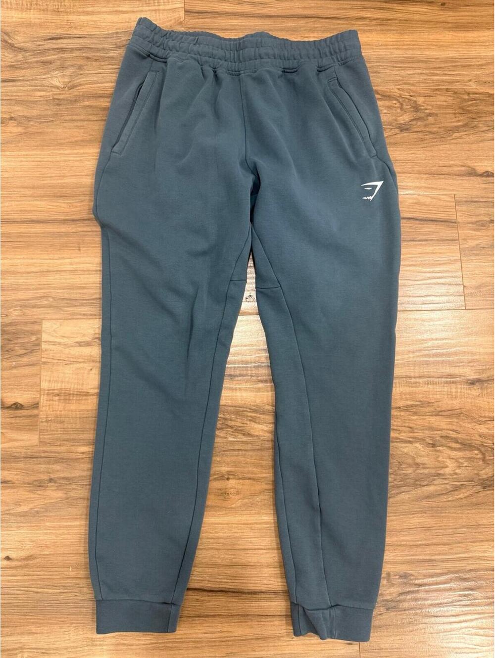 Gymshark Joggers Men’s Medium Blue Tapered Sweatpants Zip Pocket Athletic